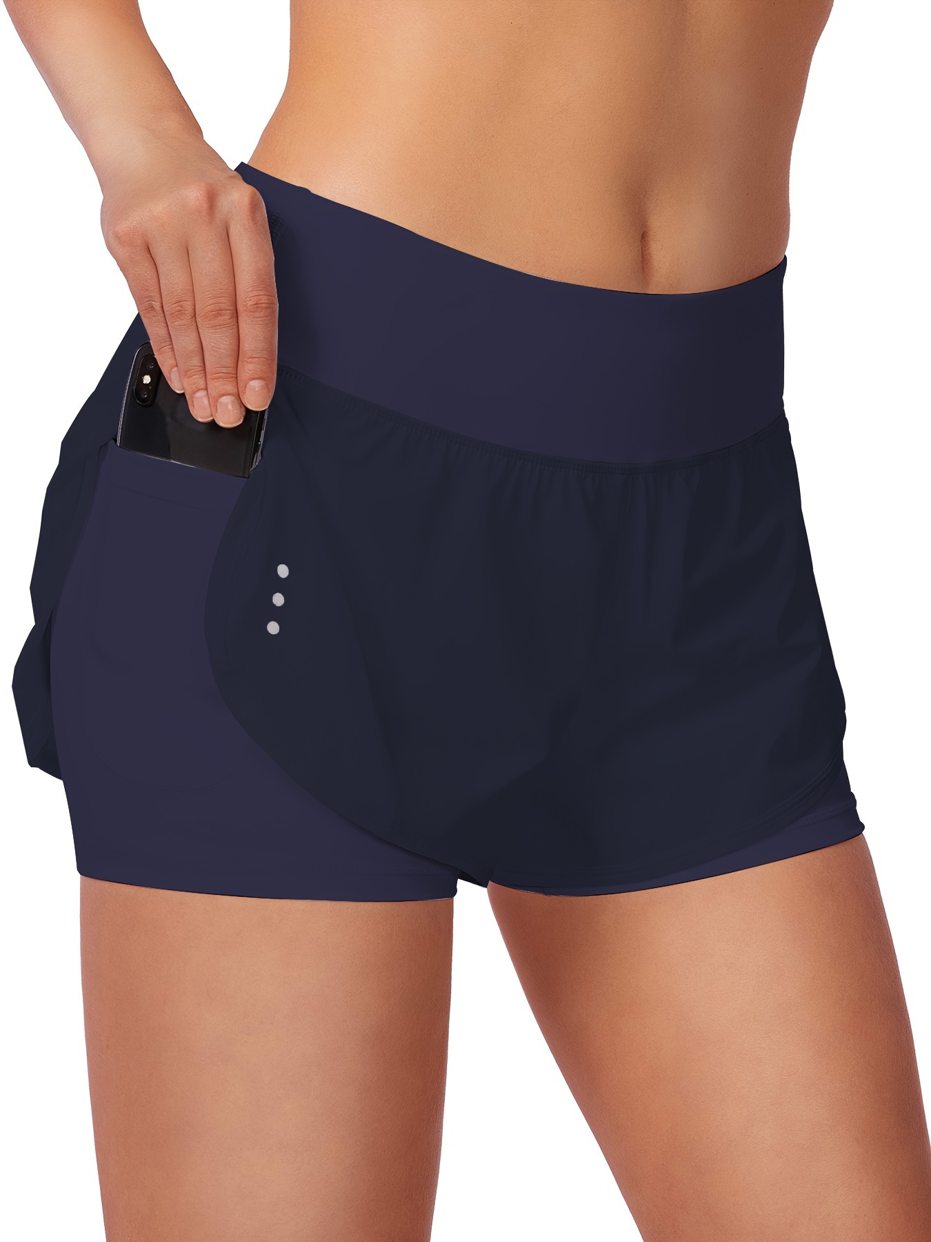 Athletic Shorts Zipper Pockets Women