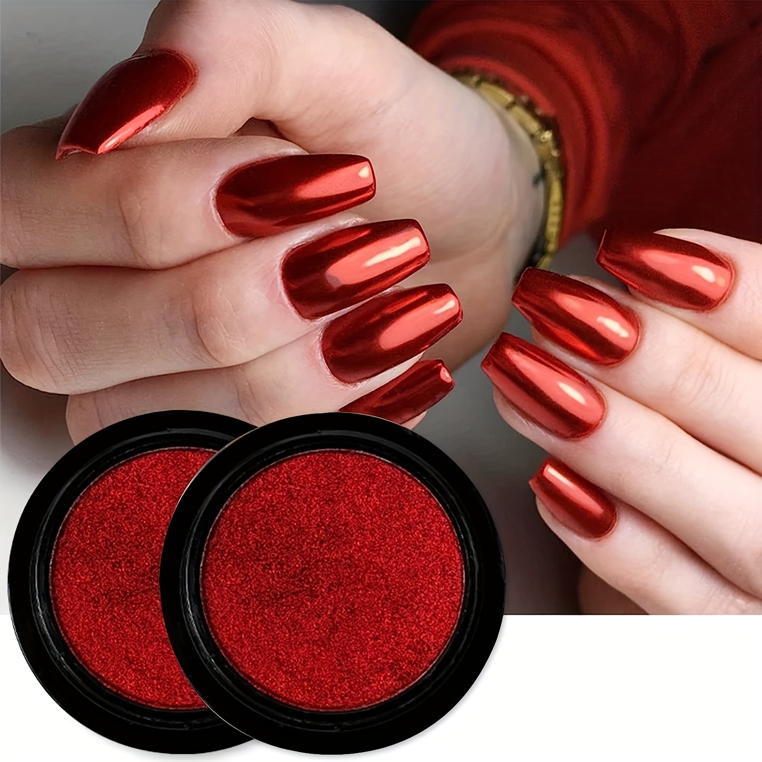 Red Chrome Nail Powder For Nails Art Design Holographic - Temu