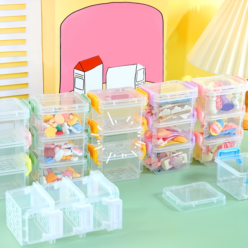 Bead Organizer 14-Grids Clear Stackable Organizer Container Storage Cases  Bead Storage Containers With Hinged Lid