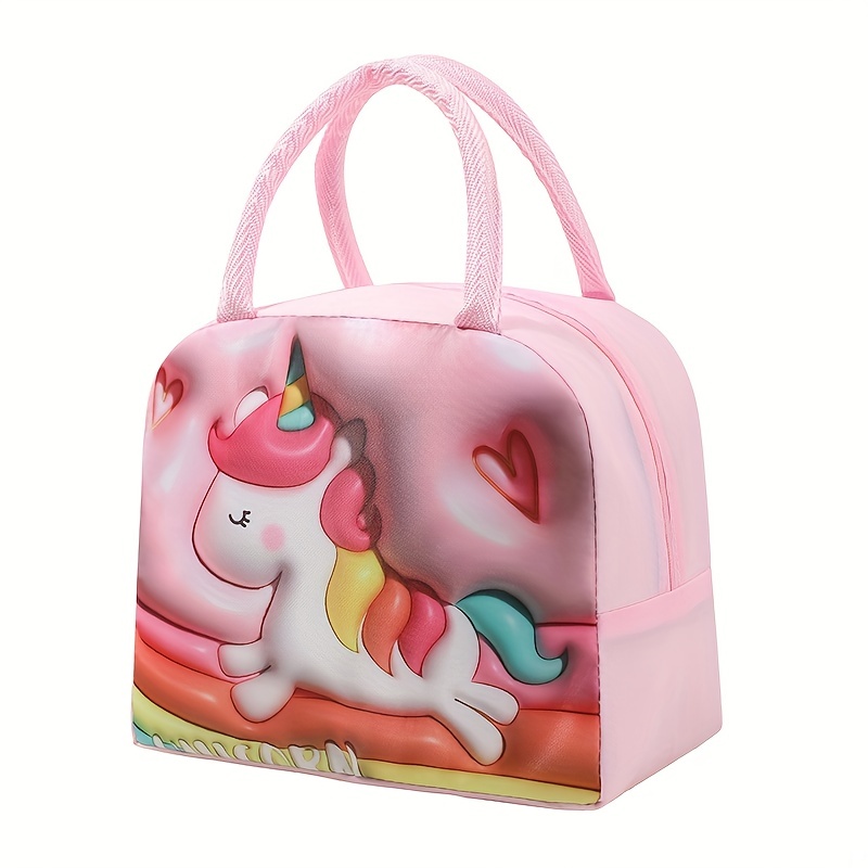 Image of 1pc Cartoon 3d Insulated Lunch Bag For Outdoor Travel, Portable Aluminum Foil Thickened Thermal Bag, Cold And Heat Insulated Storage Bag For Travel Lunch Box Bag - Non-food Contact