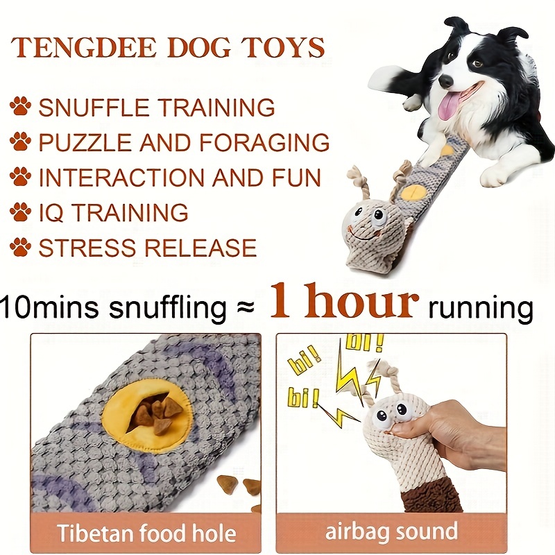 TOTARK Dog Snuffle Toy, Interactive Puzzle Toy, Squid Treat Dispensing Dog  Toys, Crinkly Squeaky Soft Plush Nosework Dog Toys with Treat Pocket