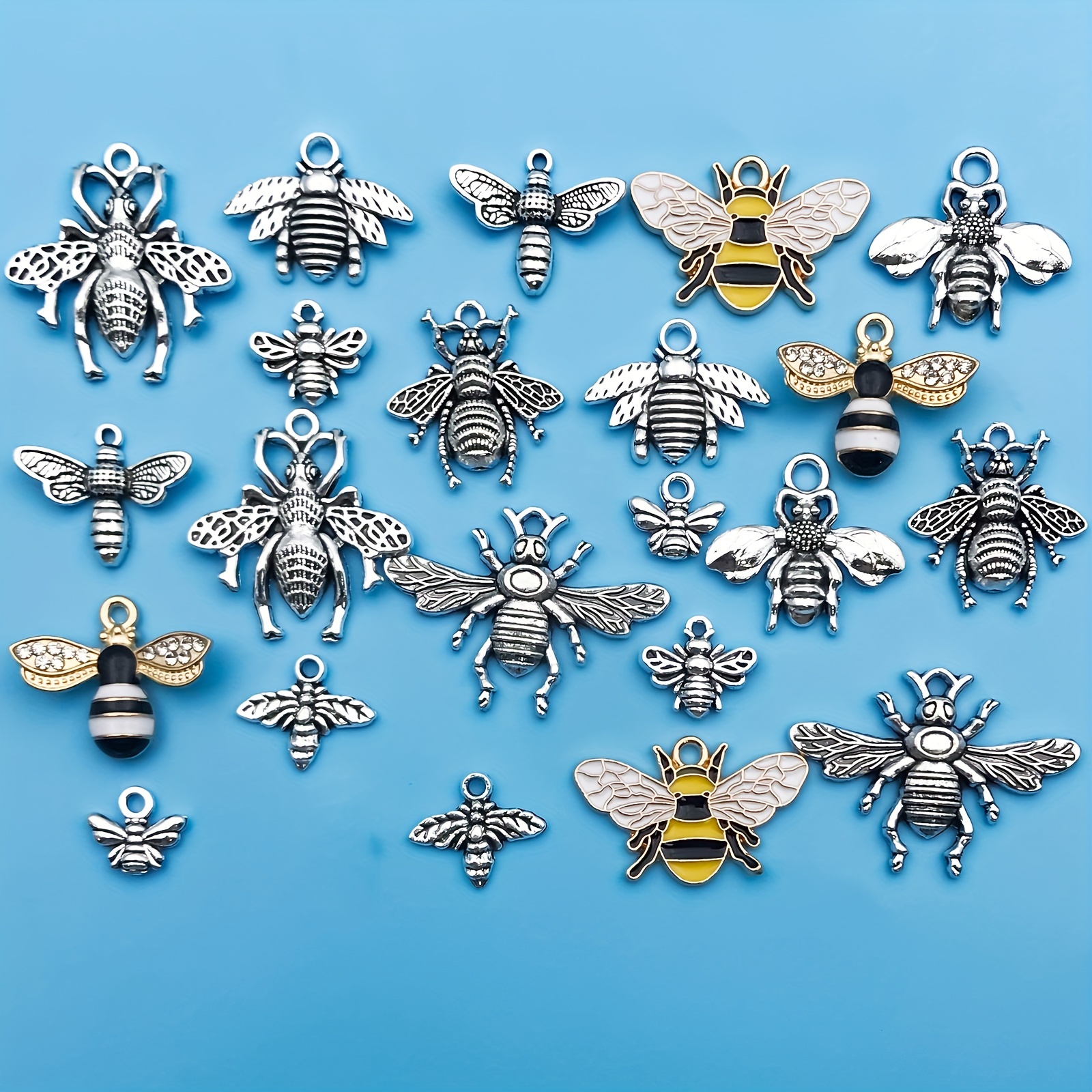 Zinc Alloy Charms Antique Silver Color Bee Pattern Charms - Temu
