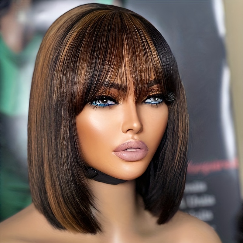 Brown bob clearance wig no fringe