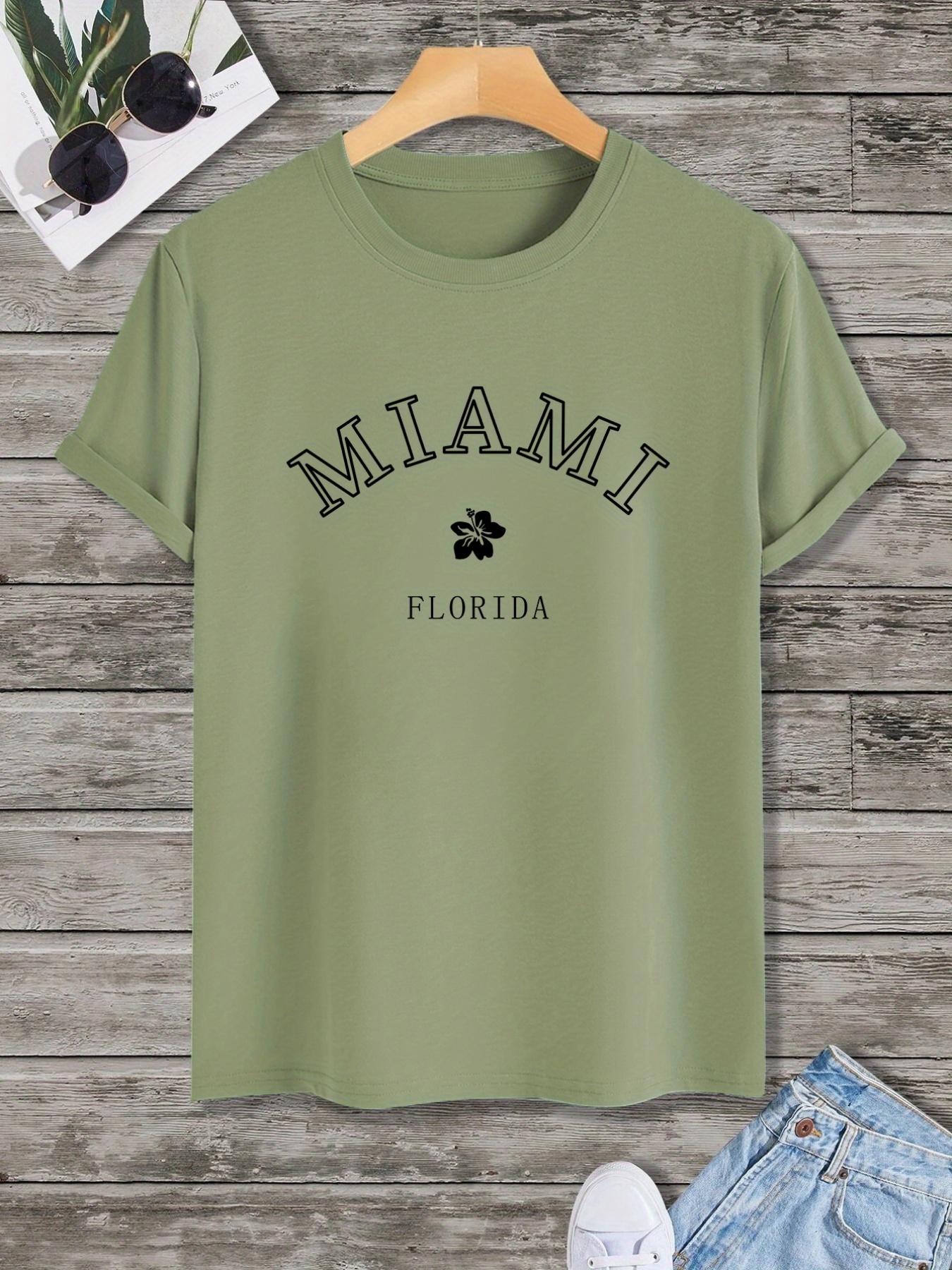 Men's Trend ''miami'' Letter Graphic Short Sleeve T Shirt And