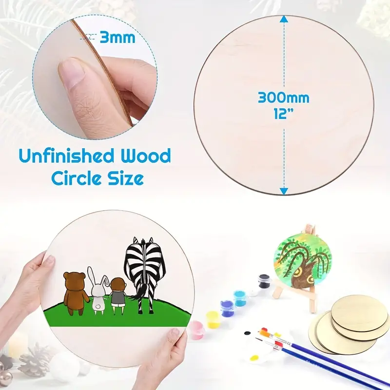 12 Inch Wood Circles For Crafts, Unfinished Wood Rounds Wooden Cutouts For  Crafts, Door Hanger, Door Design, Wood Burning
