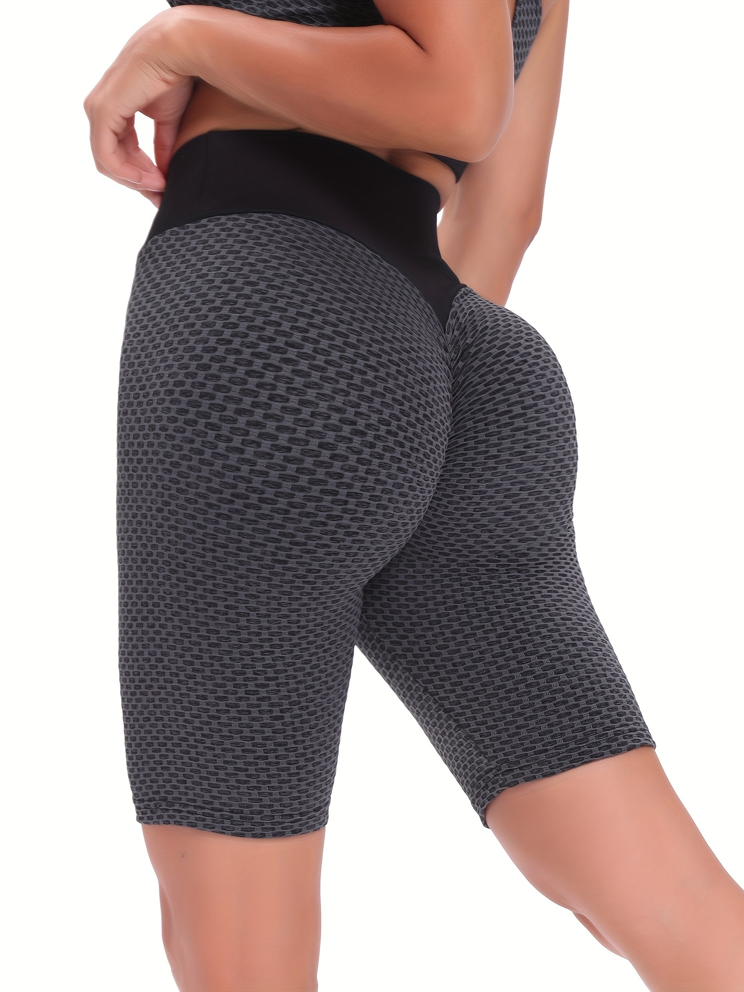 Bubble Jacquard Shorts High Waist Butt Lifting Yoga Shorts