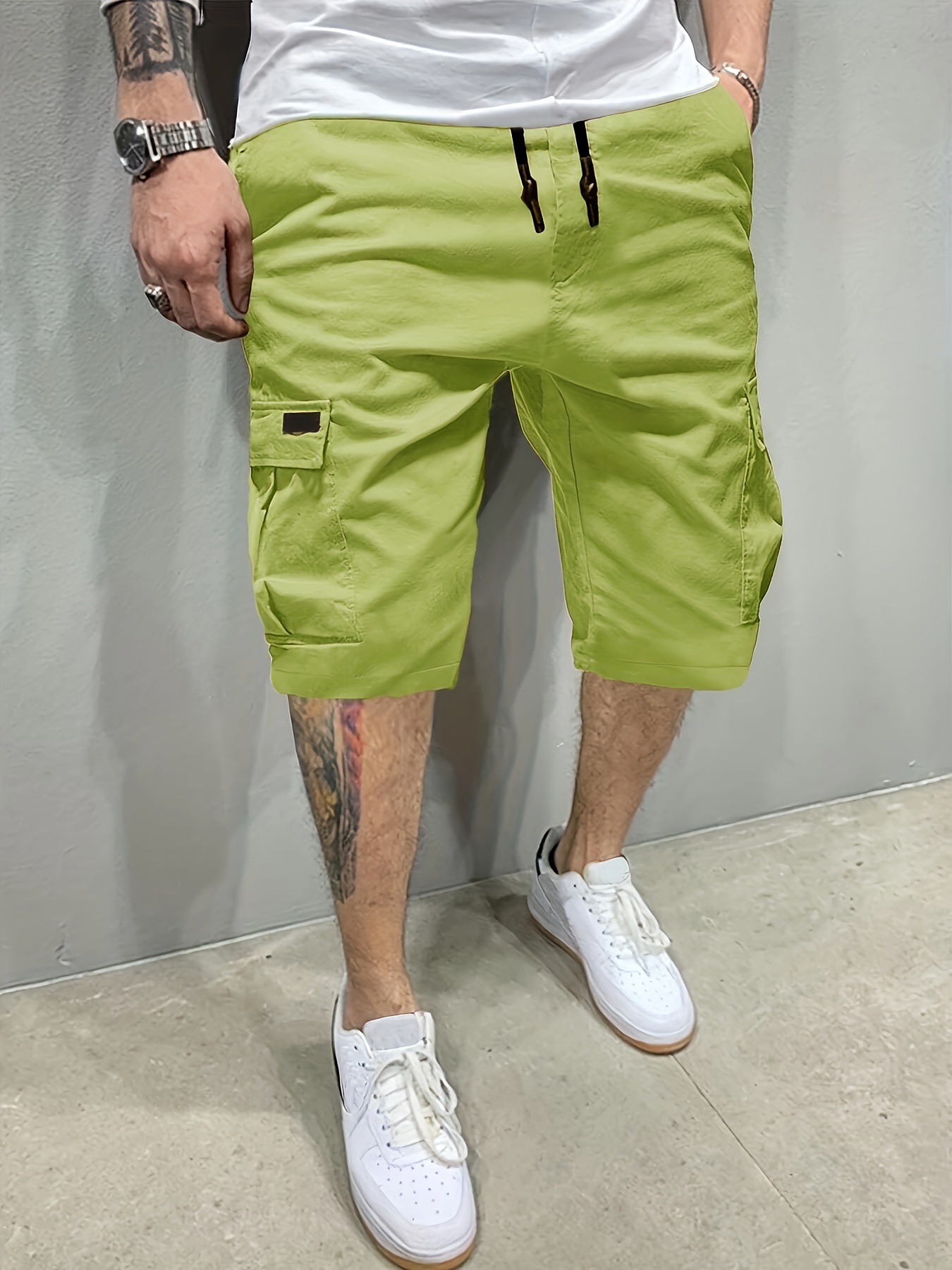 Men Casual Cargo Shorts Outdoor Fishing Jogger Sweatpant Drawstring Classic  Stretch Cargo Short Pants with 5 Pockets