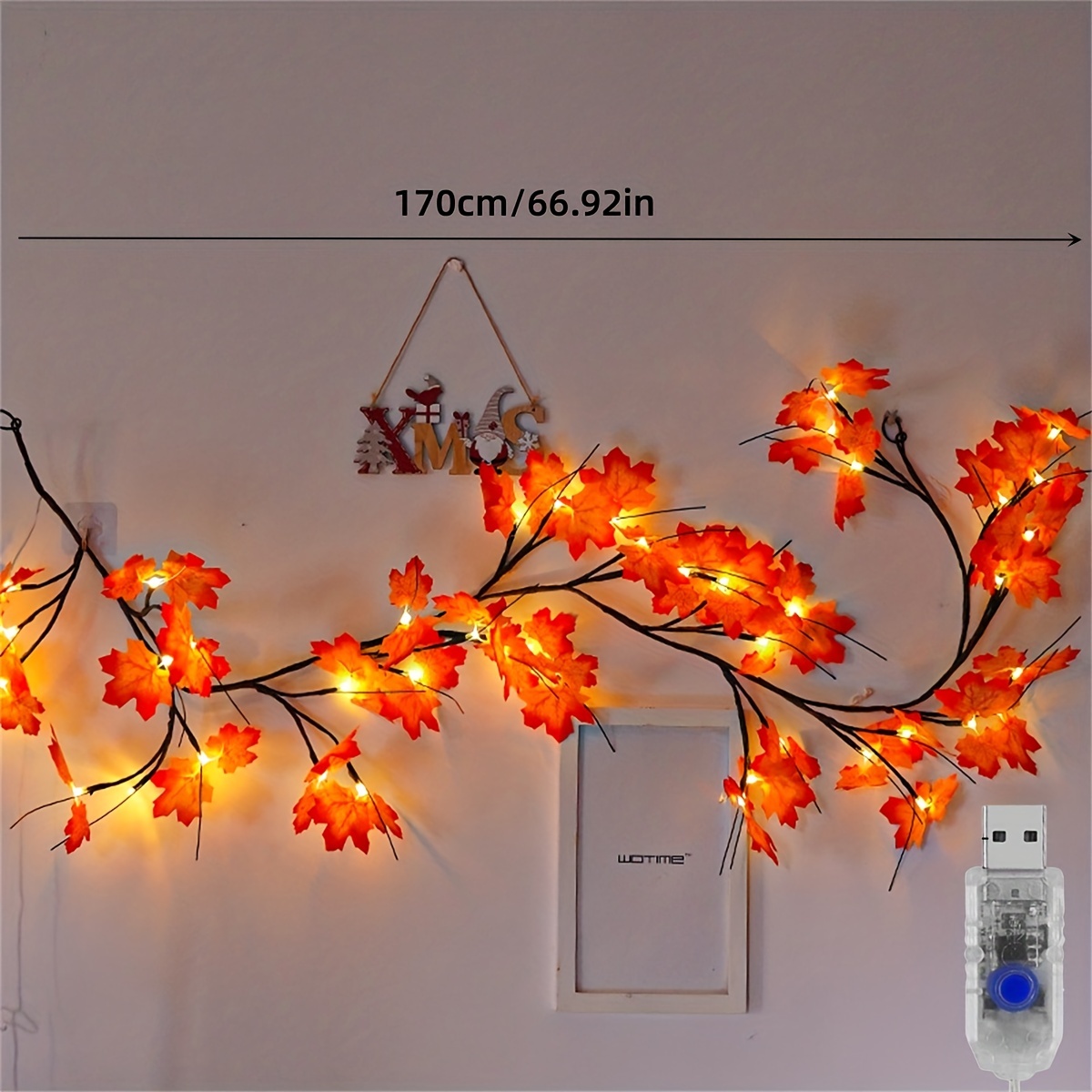 1pc enchanted willow vine lights for home decor christmas decorations flexible diy indoor artificial plants tree branches 48 leds 1 7m 5 58ft maple leaf willow vine lights for walls bedroom living room decor halloween thanksgiving details 1