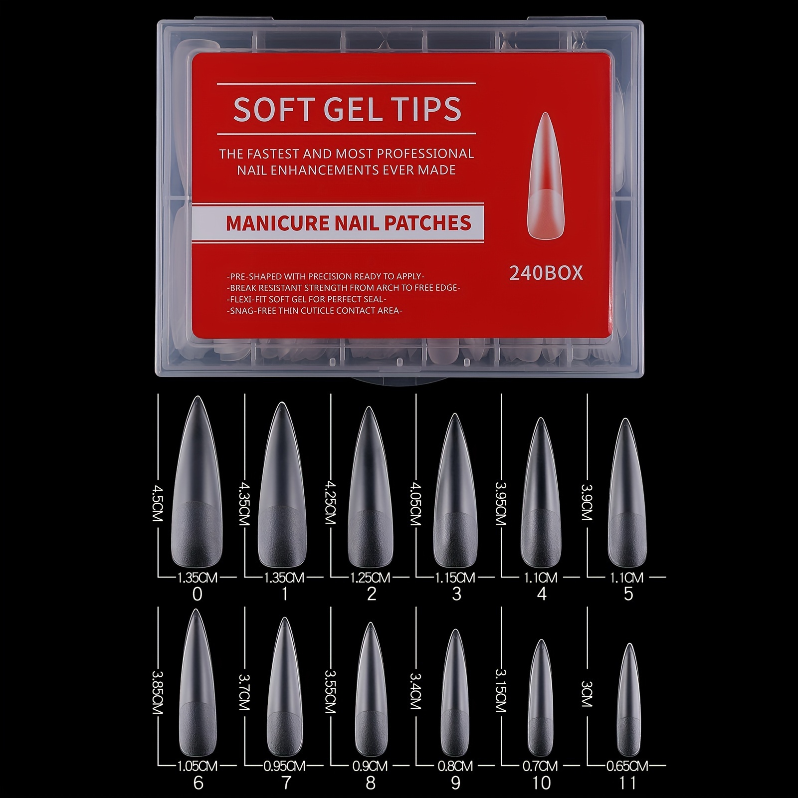 

Soft Gel X Nail Tips 240pcs/box Long Matte Acrylic Nail Tips Almond False Nails Stiletto Press On Nails For Nail Art Design Manicure Tools For Nail Art Diy