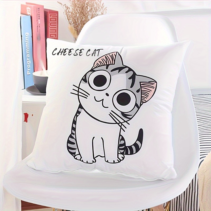 Square Throw Pillow, Pillow Inserts And Pillowcases, Single-sided Printed,  Cute Cat Printed, Decorative Couch Throw Pillows, Fluffy Soft Pillows,  Perfect For Sofa And Bed Room Decor, Christmas Decor Halloween Decor, - Temu