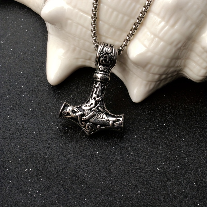 1pc Collier Pendentif Mjolnir Argenté Dieu Nordique Viking - Temu