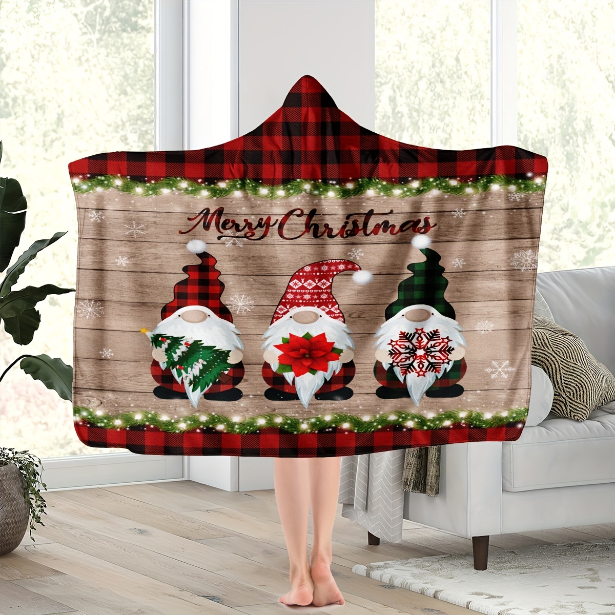 Christmas Hooded Blanket, Christmas Blanket, Christmas Gifts, Christmas pattern Blanket newest