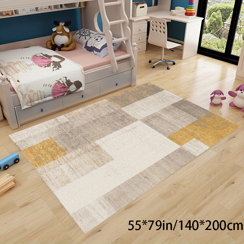 Tapis Decoration Appartement Moderne,Tapis Design Géométrique Rétro Rose  Jaune Durable Facile À Nettoyer Tapis de Sol Cuisine,Deco Salon 120x160cm