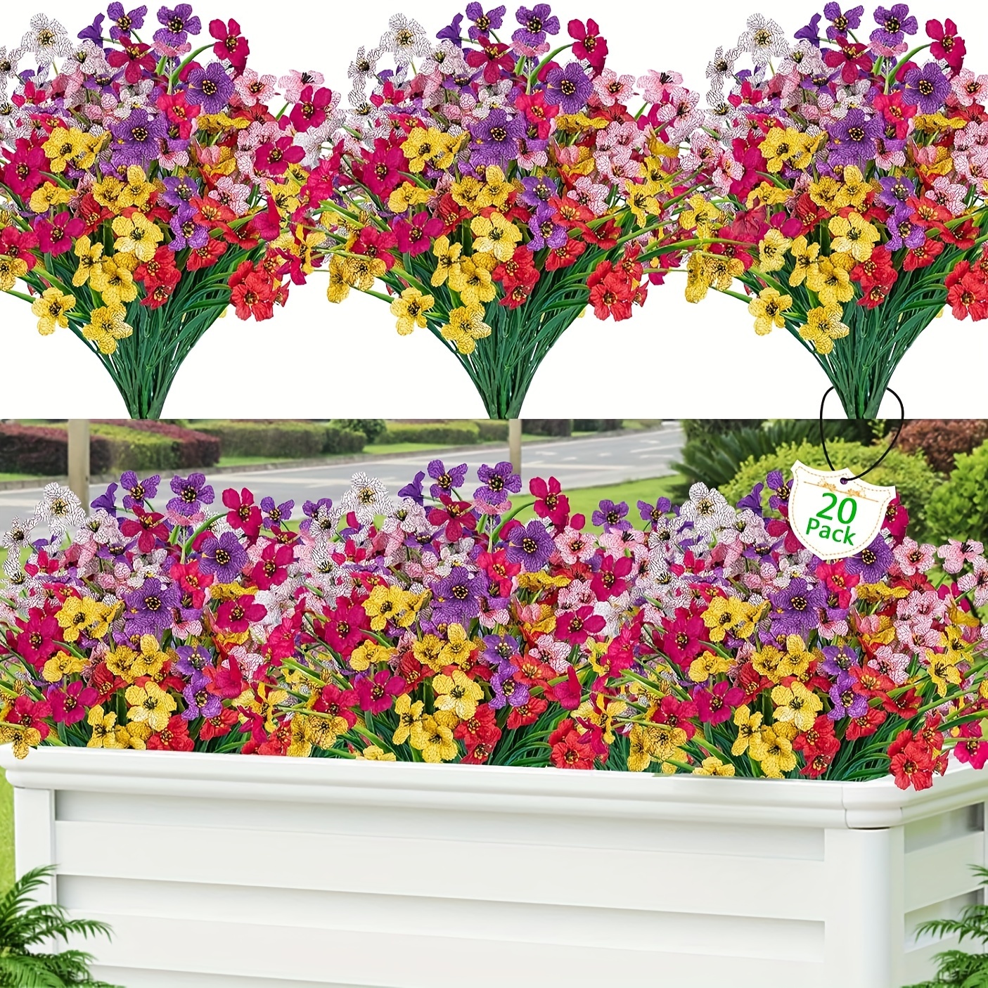 Caja decorativa floral multicolor, 'Mezcla de jardín