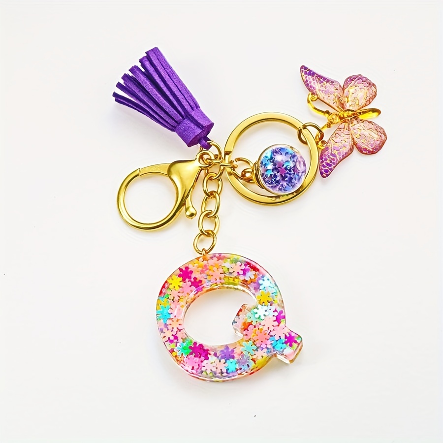 Initial Letter Keychain Pendant Resin Letter Keychain Purse - Temu