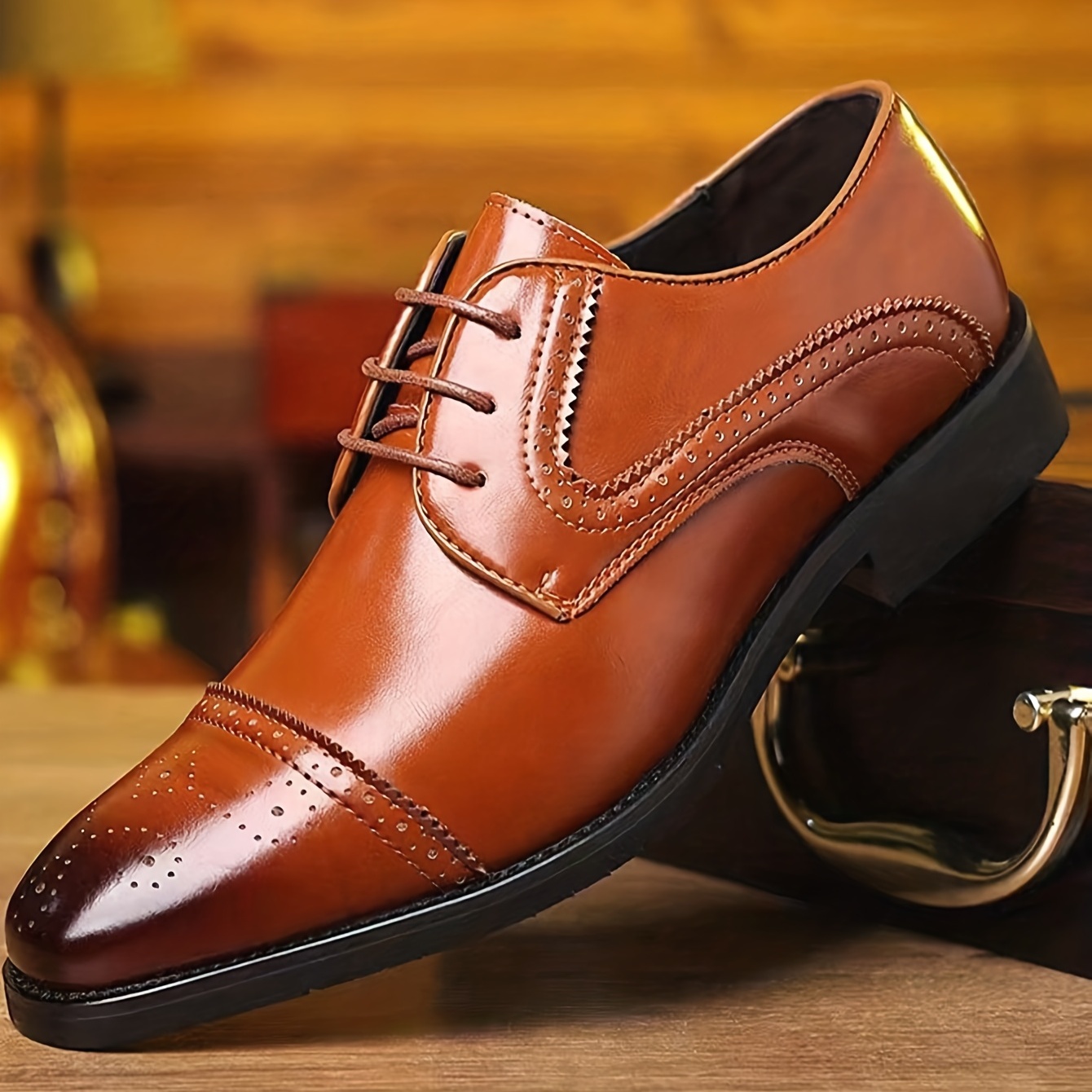 Zapatos de vestir con cordones para hombres, resistentes al desgaste y  antideslizantes para bodas y negocios