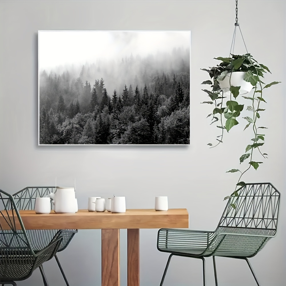 1pc Art Canvas Poster Peinture For t Montagne Brumeuse En Noir