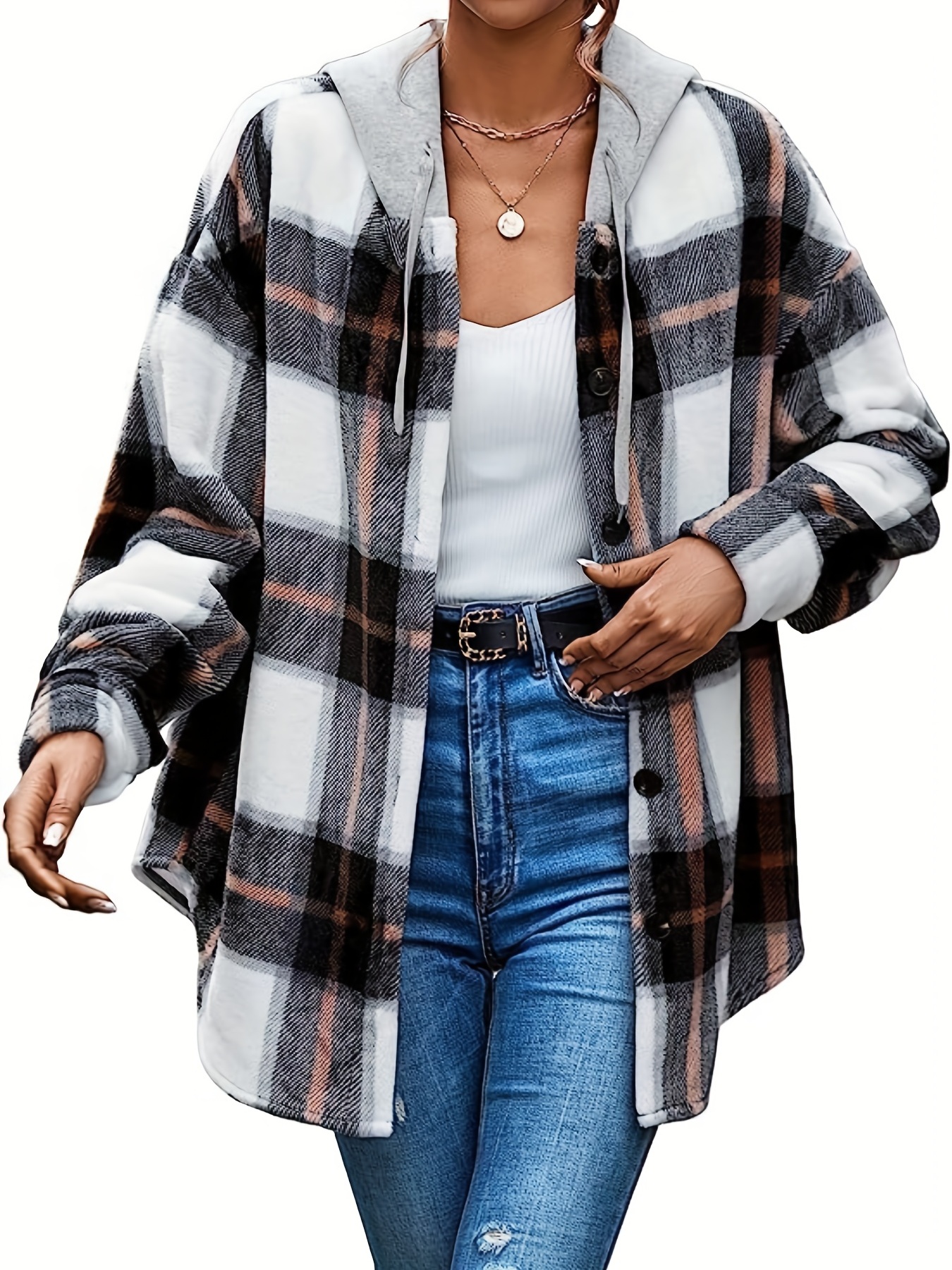 Womens Plaid Hoodie - Temu