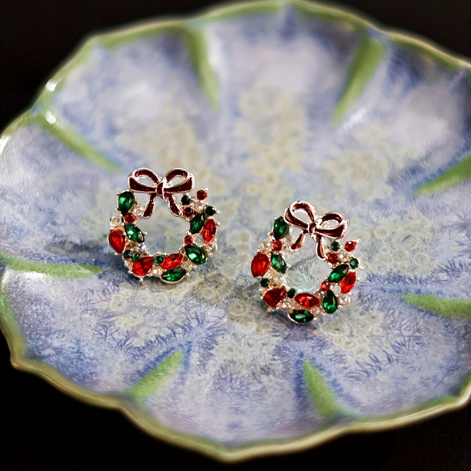 Christmas on sale wreath earrings