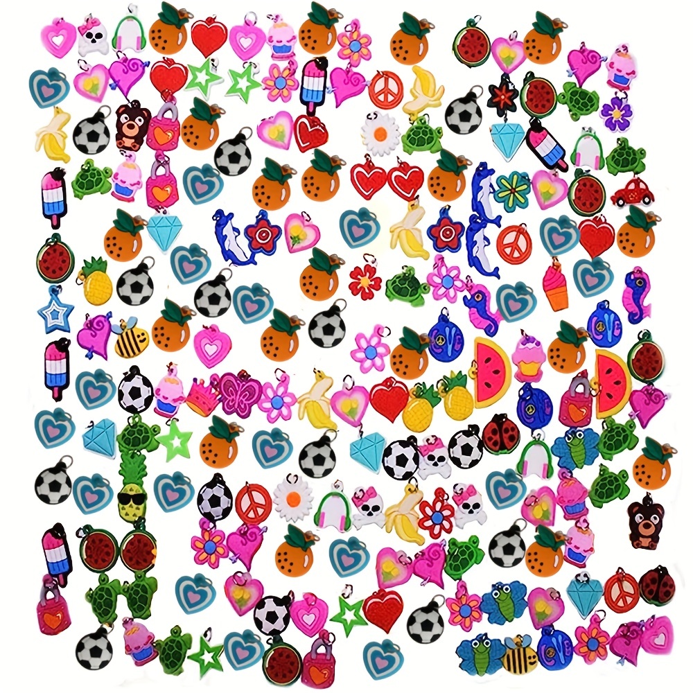 100pcs Silicone Bracelet Charms Colorful Bracelet Charms Rubber Band  Bracelet Making Kit For Necklace DIY Charm Bracelets Perfect Gift For women  girls