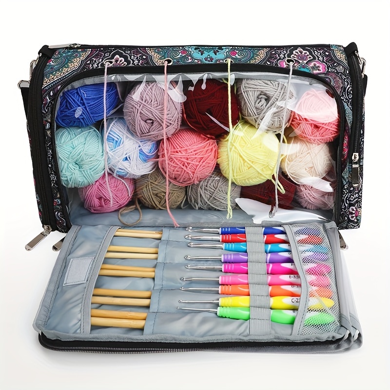 Printed Crochet Hook Case Knitting Bag Crochet Storage Bag - Temu