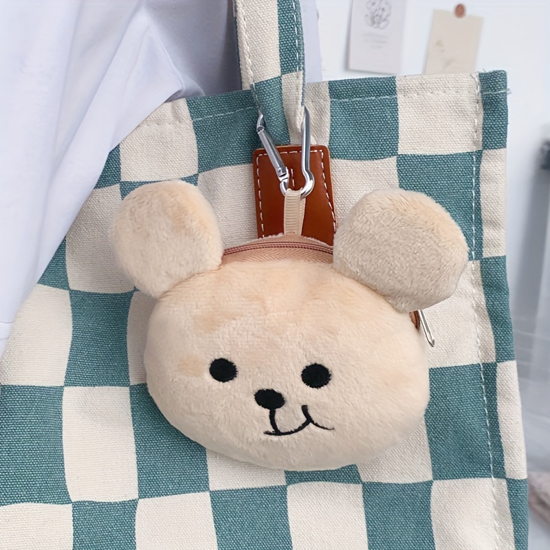 adorable plush teddy bear coin purse keychain cute cartoon Temu