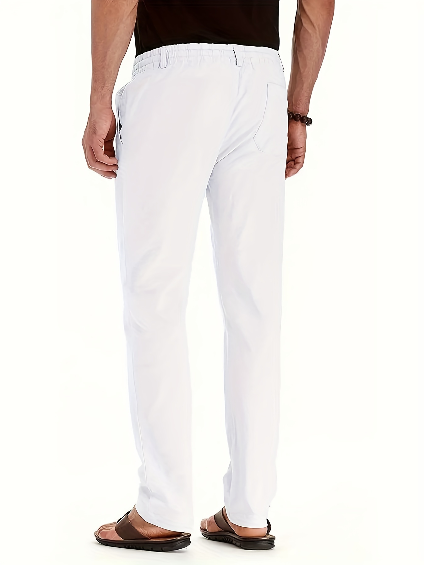 Men's Casual Waist Drawstring Trousers Formal Solid Color - Temu