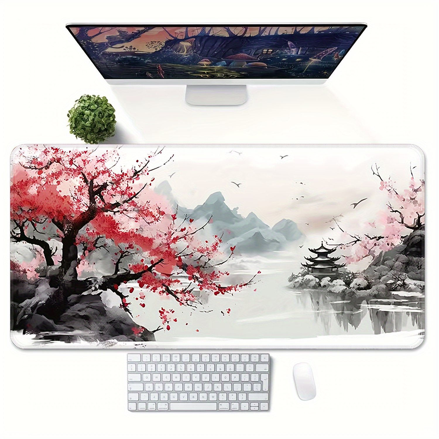 

1pc Maple Leaf Ink Mountain Painting Pattern Mouse Pad, Gaming Mouse Pad, Natural Non-slip Rubber Base, Waterproof Gamer Keyboard Pad, Specially Designed For Gamers Office And Home