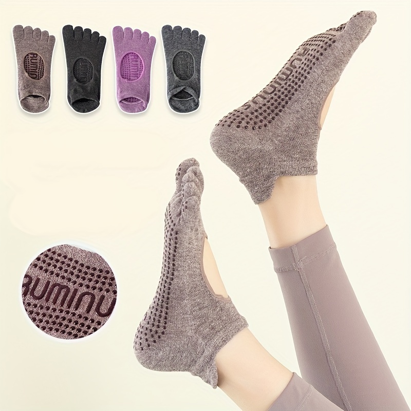 1 Pair Non Slip Toe Grip Socks For Yoga Dance And Pilates Womens