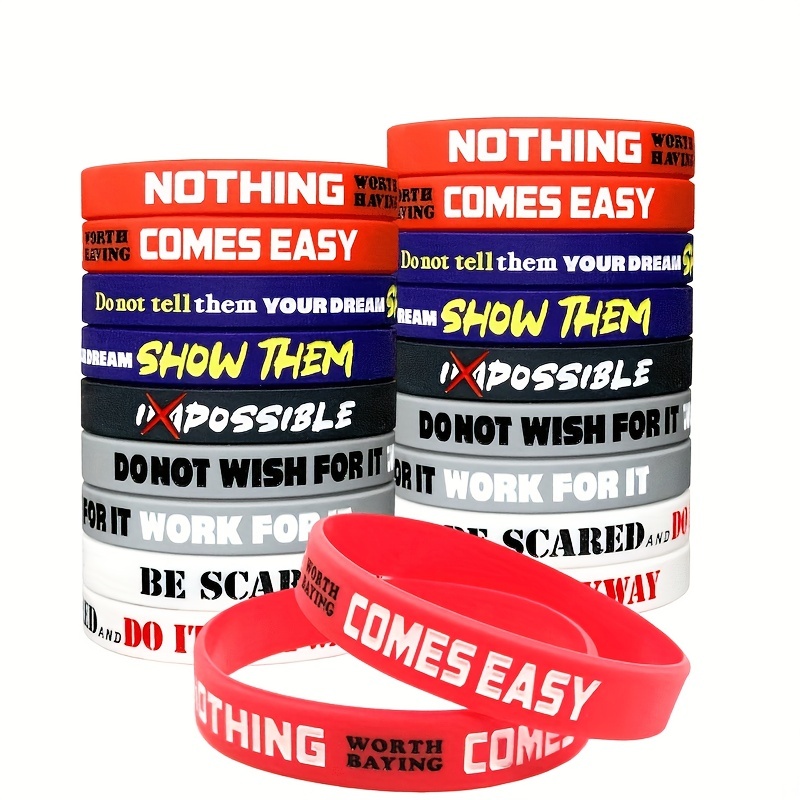 Positive Words Silicone Wristbands Text Message Solid Color - Temu