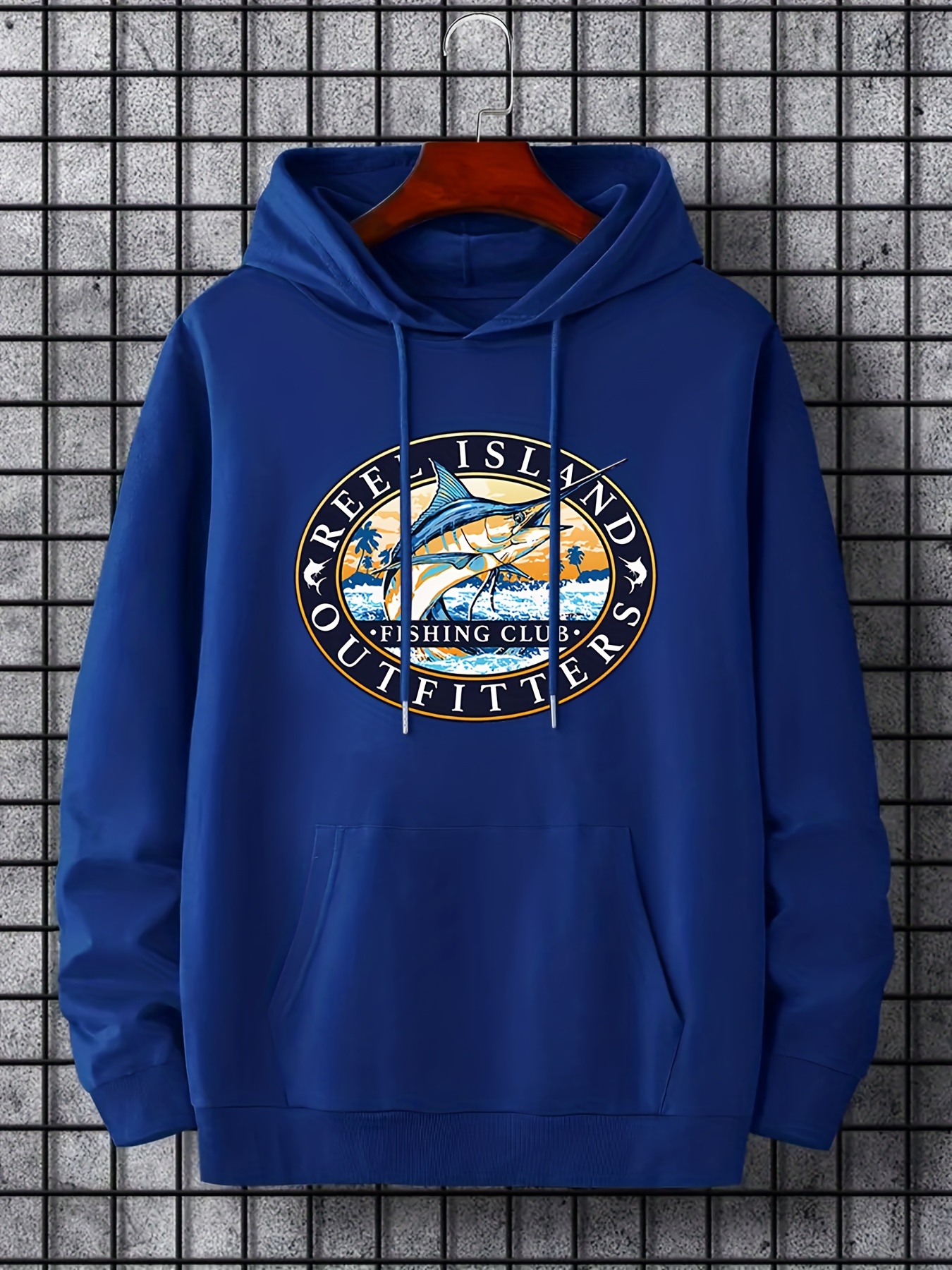 Hoodies Men 'reel Island' Spear Fish Graphic Hoodie Men's - Temu