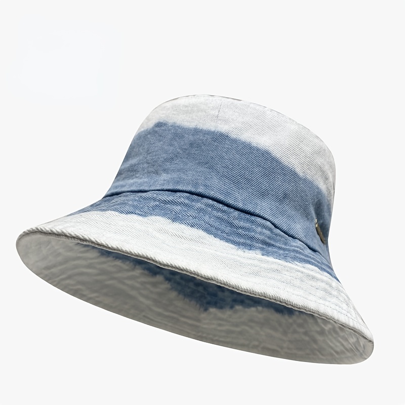 Hem Tassel Bucket Hat Trendy Washed Distressed Denim Basin Hat
