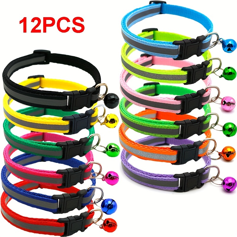 

12pcs Collier réfléchissant pour animaux de compagnie avec clochette pour chiens chiots, votre animal de compagnie en sécurité et élégant avec cet accessoire mignon et Cadeau de Noël