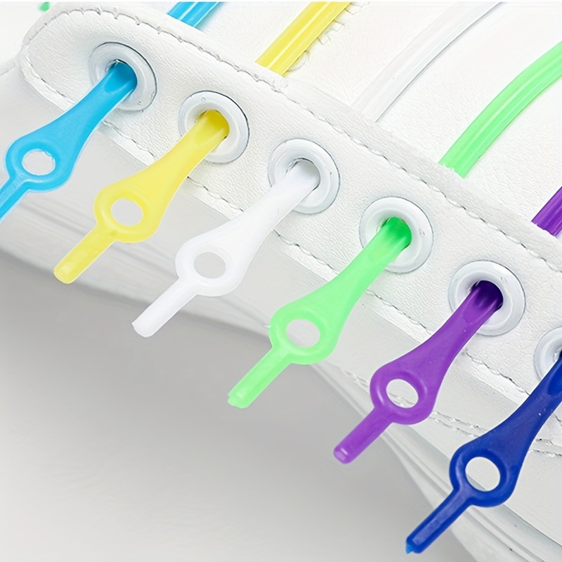 12pcs Colorful Silicone Elastic Shoelaces, Multifunctional High Elastic Lazy Shoe Laces