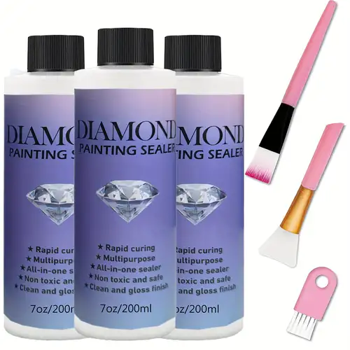 2 Packs Diamond Painting Sealer 120ML, 5D Diamond Painting Glue High Gloss,  Fast Drying, Fast Paint with Sponge Head, Permanent Hold Shine Effect