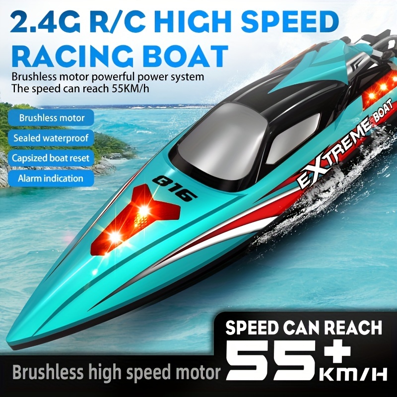 Rc High Speed (55km/h) Racing Boat Sealed Waterproof - Temu