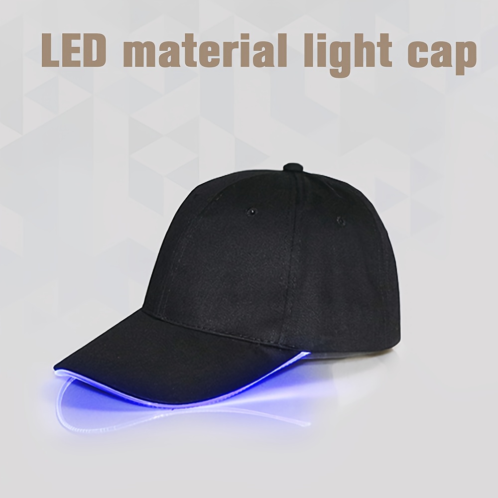 Black Casual Solid Light, Men's 1pc Baseball Caps LED Up Adjustable Hats Suit Party Running Light,Temu