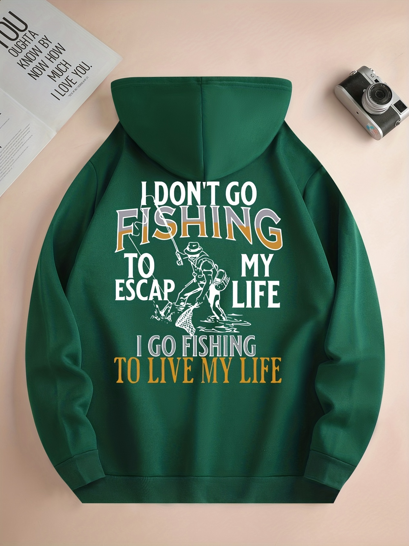 Fishing Girl Print Hoodies Men Graphic Sweatshirt Kangaroo - Temu
