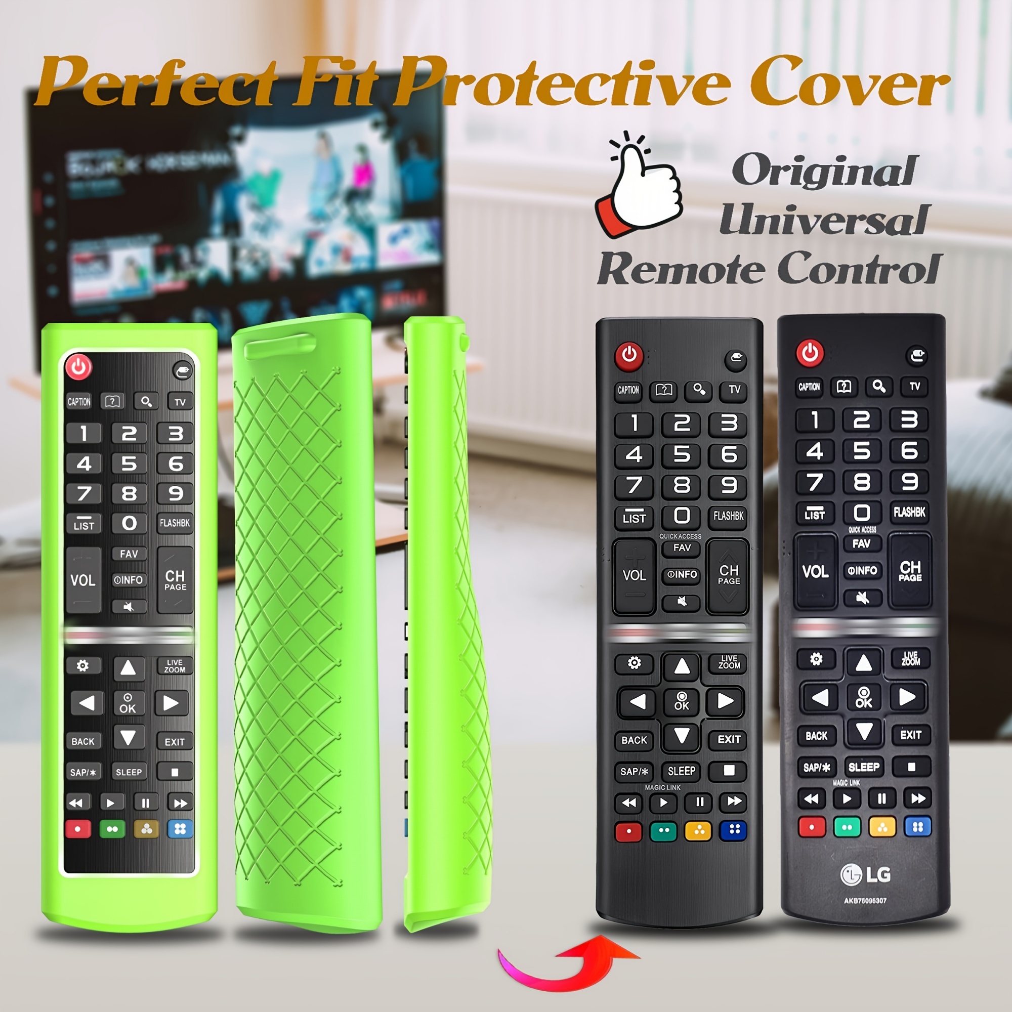  Funda para mando a distancia LG TV, cubierta remota para LG  Smart TV AKB75095307 AKB75375604 AKB74915305 original, funda de silicona de  repuesto para piel roja : Electrónica