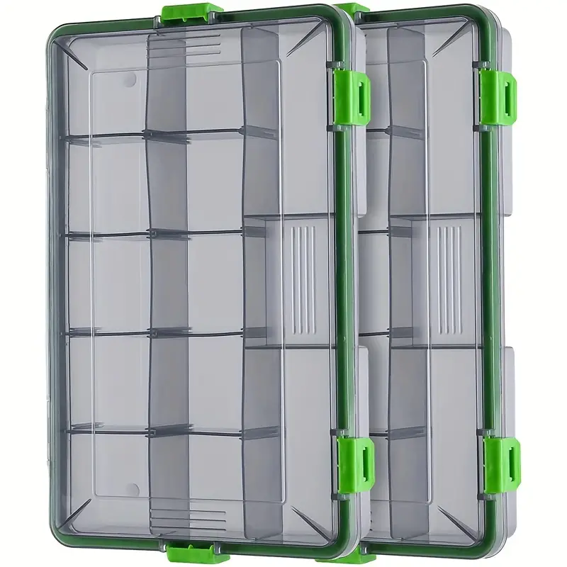 2pcs Waterproof Multi-Grid Fishing Tackle Storage Box for Lures, Hooks,  Beads, and Sinkers - Organize Your Fishing Gear with Ease!