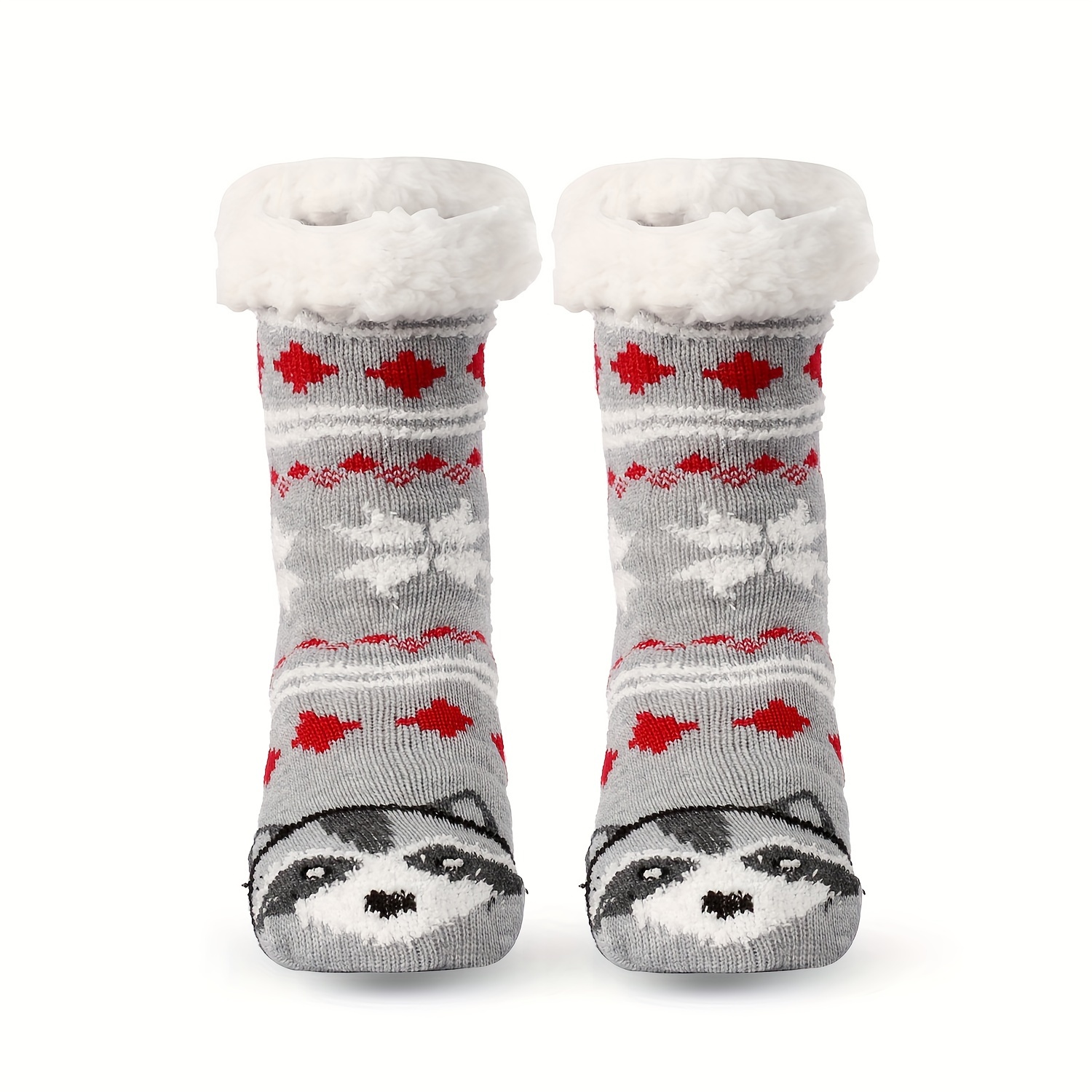 Winter Fuzzy Socks for Women Fleece-Lined Slipper Socks Fluffy Anti Slip  Indoor Christmas Socks