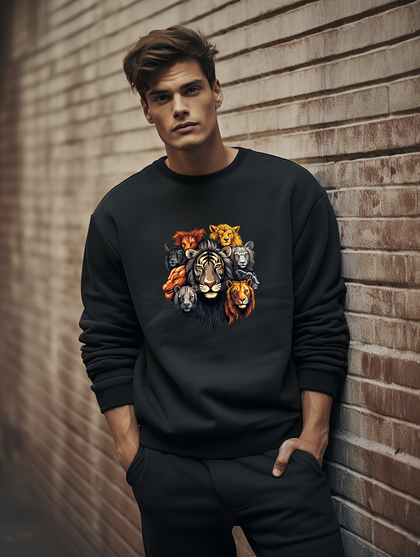 Sweat Homme Noir,Pullover Homme Hiver Vetement Homme Pull Pull