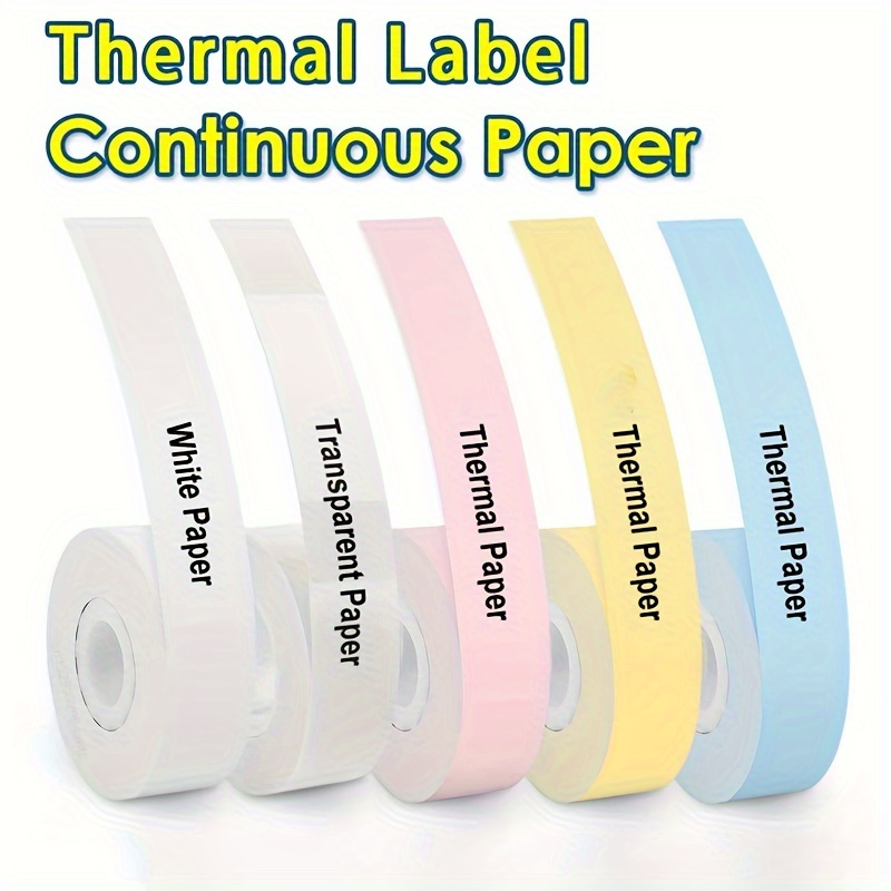 

1 Roll Thermosensitive Continuous Label Paper, Colored Transparent Label Printing Paper, Waterproof, Tear Resistant, Suitable For P12/d30/d30s/d32/d35/q30/q2/hp1/b100/c70/l1/q30s/q31/q32