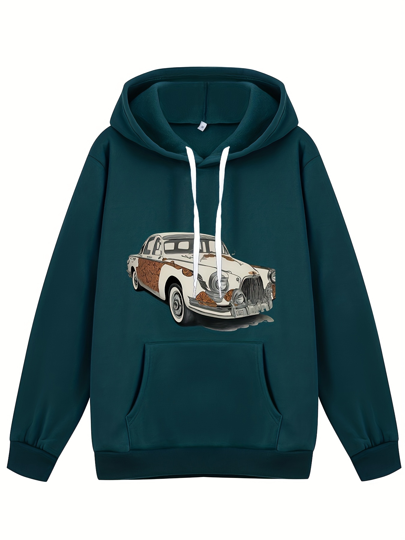 Vintage Car Print Hoodie Hoodies Top Men Men's Casual - Temu