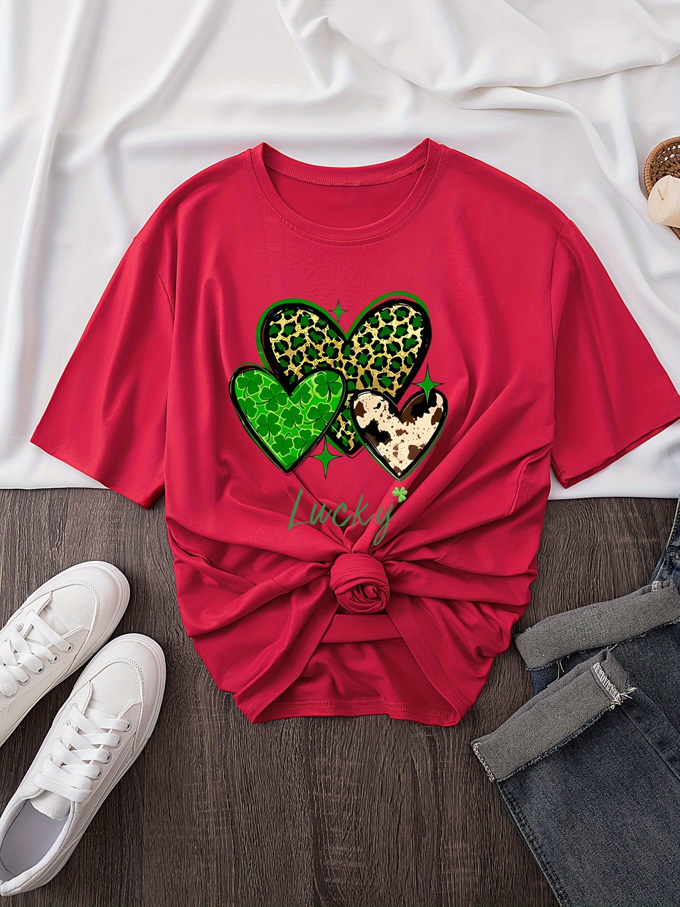 Graphic Print T shirt Plus Size Short Sleeve Crew Neck - Temu Canada