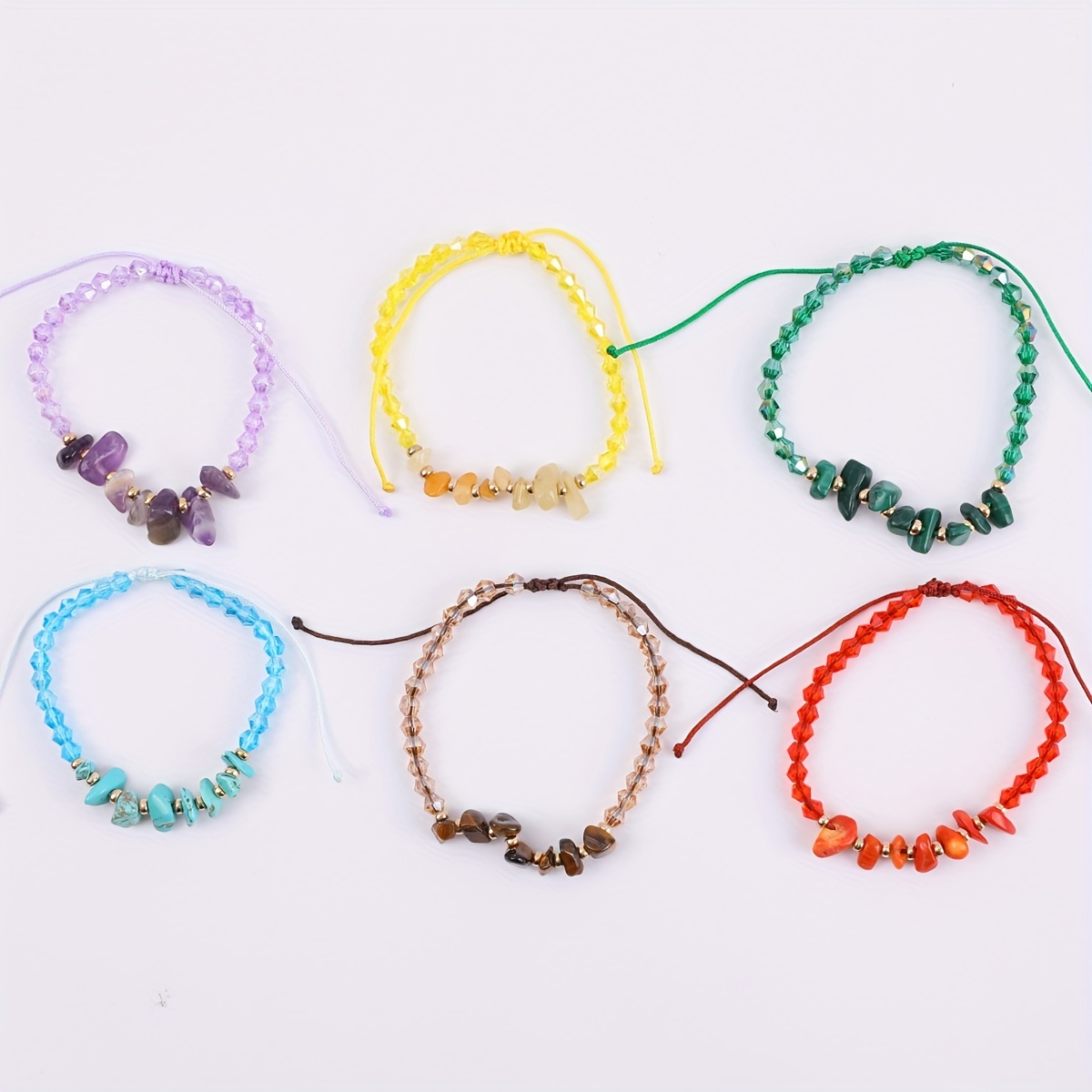 6pcs/set Bohemian Handmade Clay Beads Friendship Bracelet, Handmade Colorful Link Chain Bracelet, Stackable & Stretchable Party Clothing