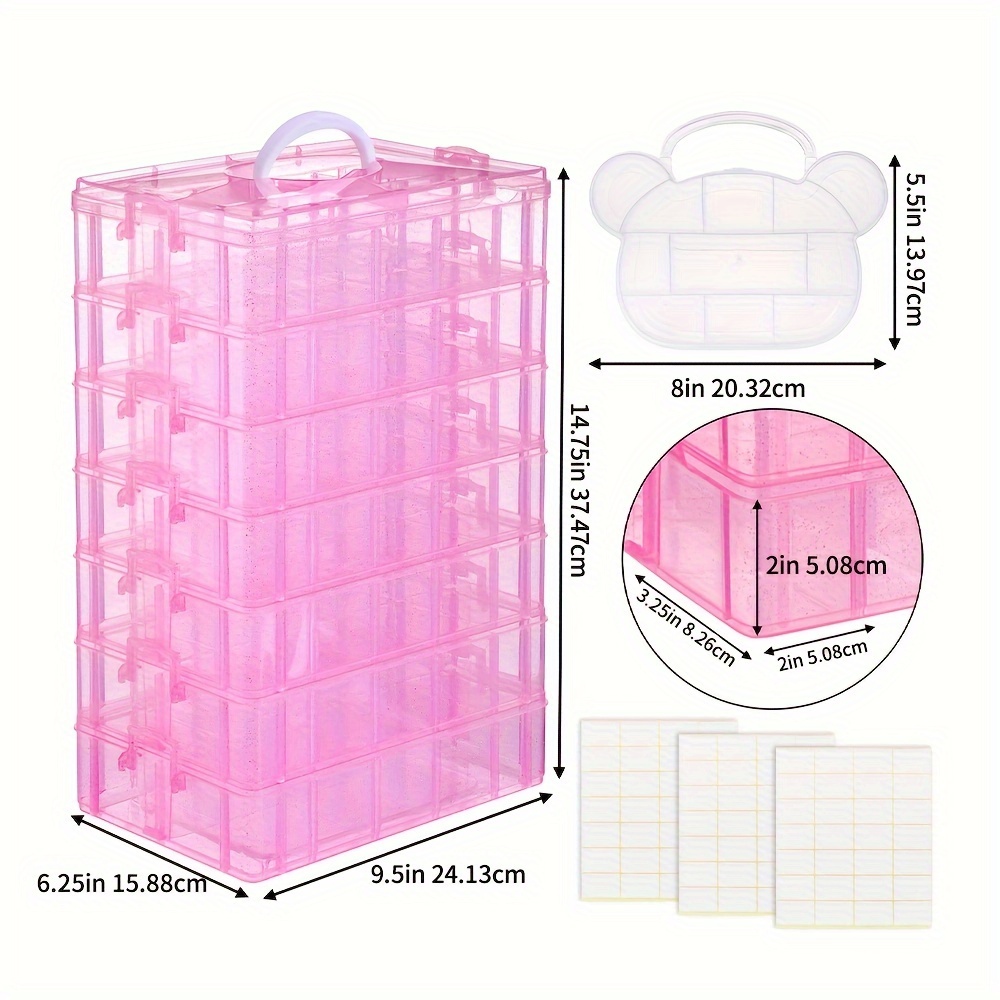 7 Layers Stackable Storage Container Box with Adjustable 70 Compartments,  Plastic Organizer Box for Arts and Crafts, Jewelry Making,Toy, Beads  Organizer (White)…
