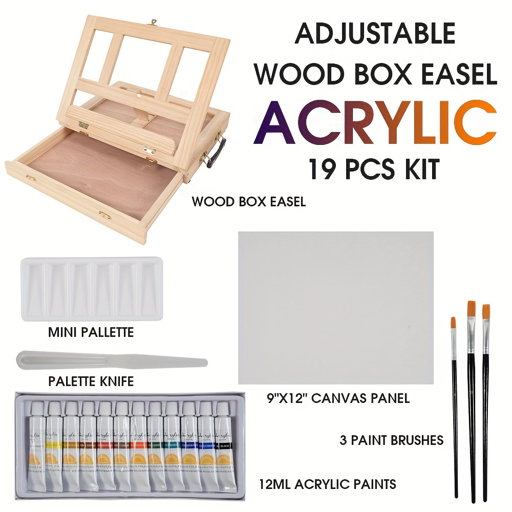 Falling in Art Acrylic Painting Set with Tabletop Easel