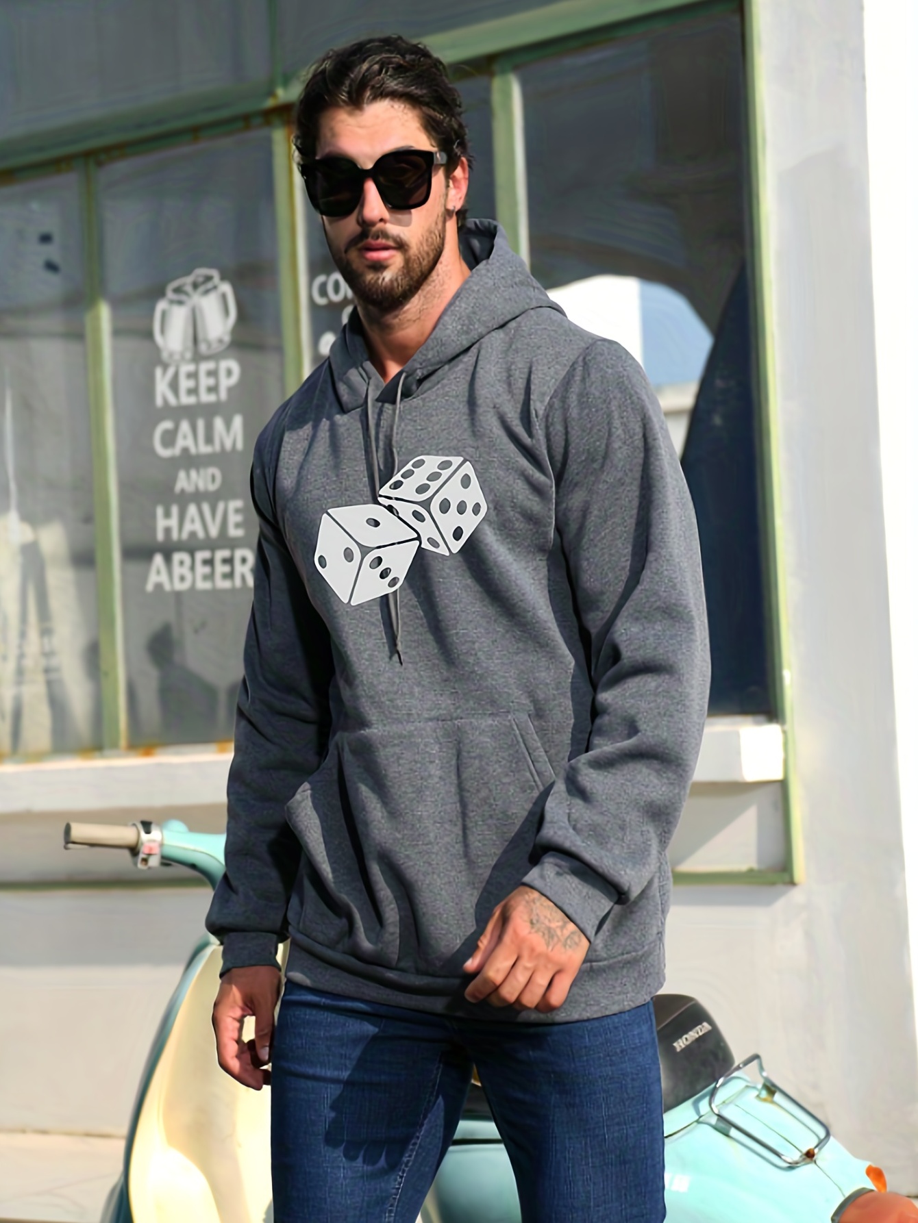 Relaxed Graphic Hoodie Sweatshirt - Grey