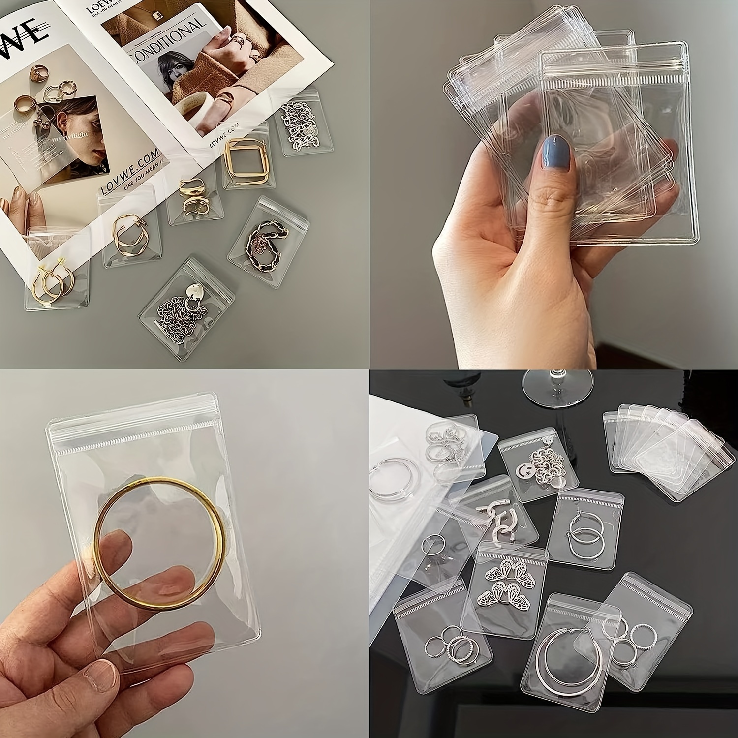 160 Pieces Self Seal Jewelry PVC Bags Plastic Anti Tarnish Jewelry